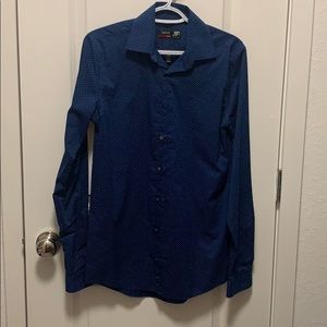 Men’s dress shirt blue polkadots small